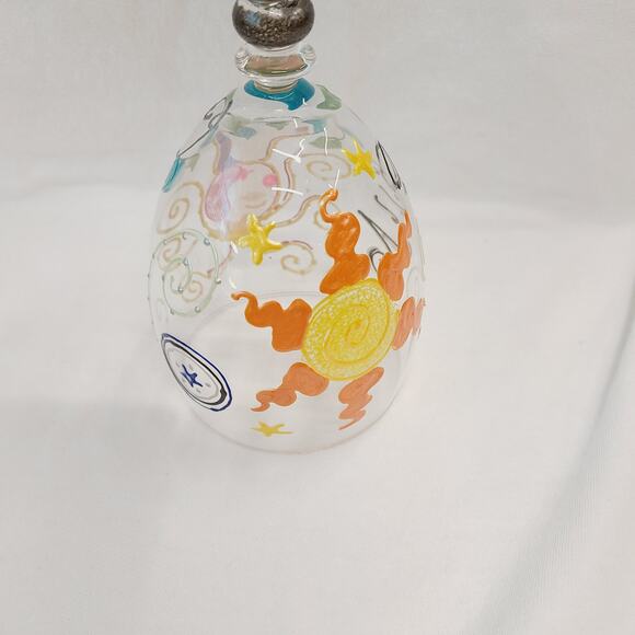 Vintage 1998 Smithereens Hand Painted Wine Glass, Virgo Scene, **NEW** - Picture 4 of 7